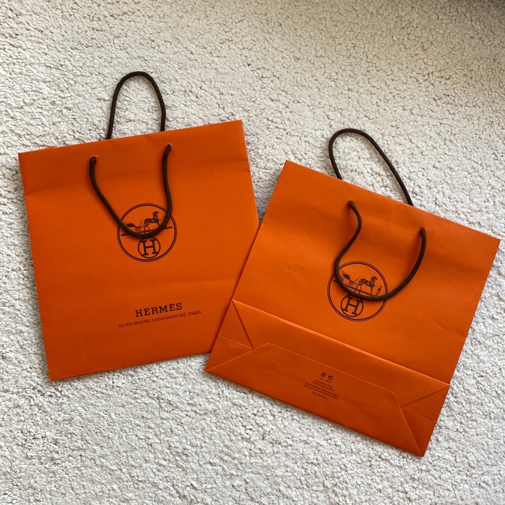 Lot of 2 Hermes shopping gift bags